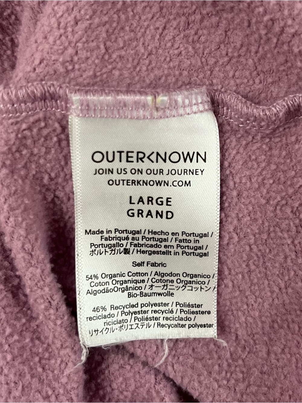 Outerknown Hightide Hoodie Mauve Purple Organic Cotton Pullover Sweatshirt Large - Picture 7 of 8